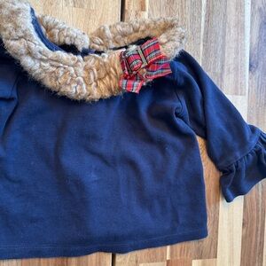 Janie and Jack Long Sleeve Buffalo Plaid Preppy Holiday Faux Fur‎ 3T